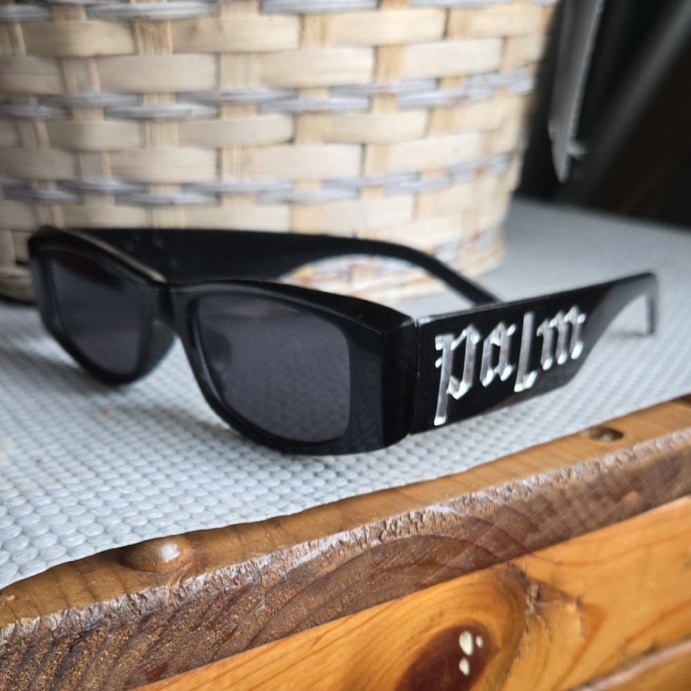 Black Rectangular Gothic-Style Sunglasses - image 1